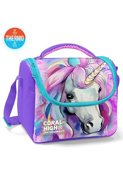 Coral High Colorful Kids Thermo Lunchbox with Unicorn Pattern - 11774