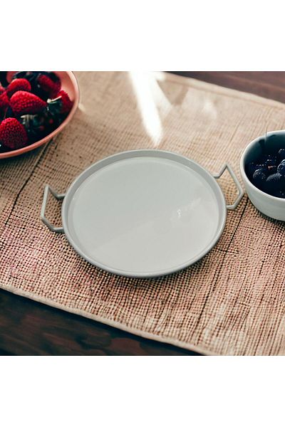 LUCKYHOMES Metal Serving Tray, Tea Coffee Presentation Tray White 27 Cm