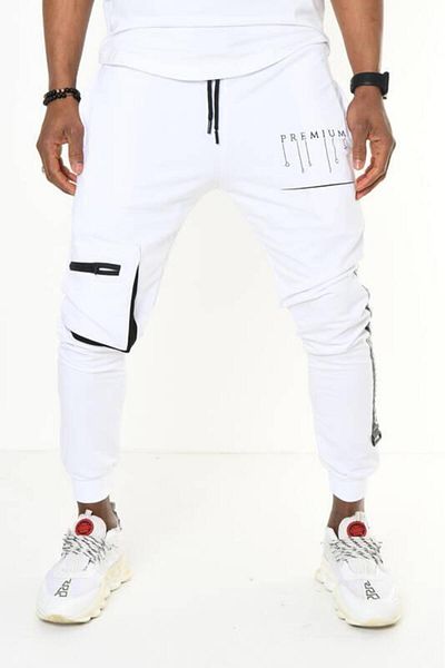 DAVID&GERENZO Παντελόνι Jogger με λευκό ραβδωτό Cargo Pocket