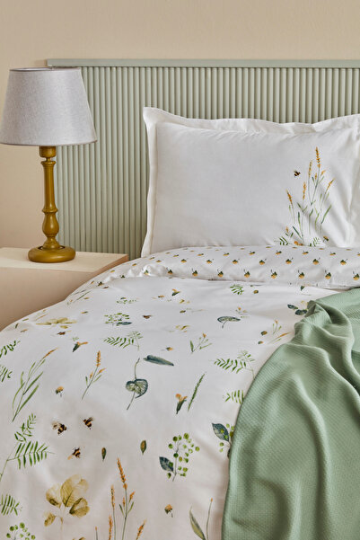 Karaca Home Bylinný 100% bavlněný povlak na dvojitou přikrývku Pique Set White