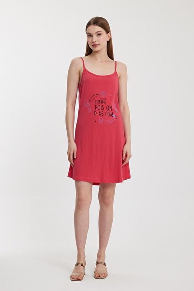 Penyelux Women's Text Printed Dress Beach Text Summer Tunic Pareo Red