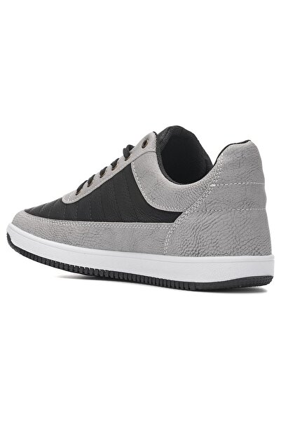 İmerShoes Casual Men's Gray Black Sneaker Comfortable Lightweight Lace-Up Stitching Detail Faux Leather Walking Sports Shoes 013C