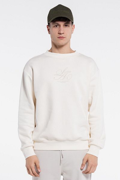 Friday Offset Dom Ανδρικό φούτερ Ecru Crew Neck Extra Oversize - 3 νήματα