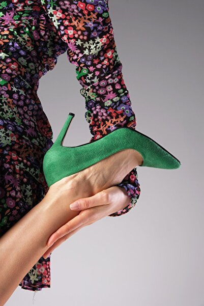 Mio Gusto Basic Grass Green Color Women's Stiletto Heeled Shoes