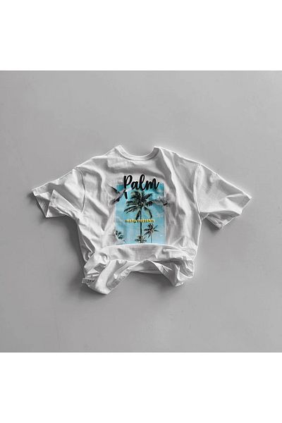 Benisengiydir تيشيرت رجالي أبيض كبير الحجم مطبوع عليه Palm Paradise