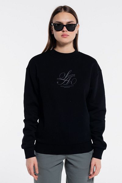 Friday Offset Hanorac negru pentru femei Dom, cu gât crew, extra oversize - 3 fire