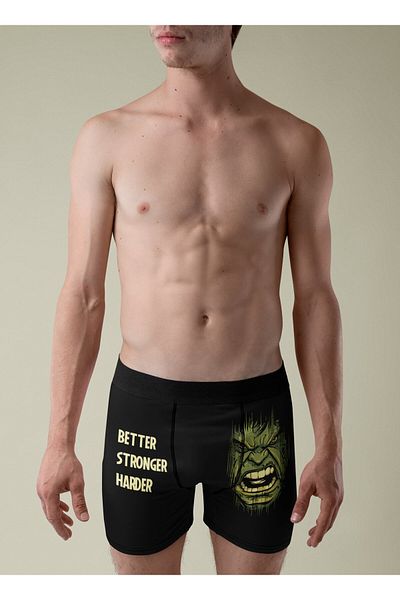 Fuddy Moda Καλύτερα πιο δυνατά πιο σκληρά γράμματα Hulk Printed Modal Comfortable Fit Ανδρικά μπόξερ