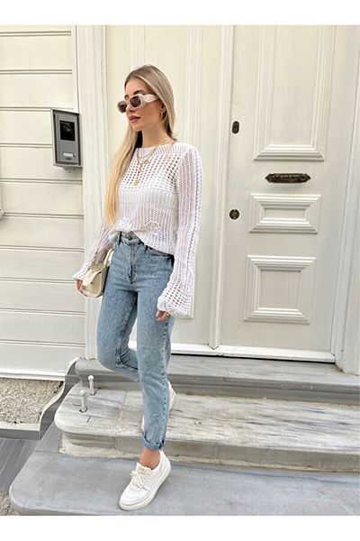 Geppetto Pantaloni de damă Penolope Leo Mom Jean Lycra Snow Wash Jean