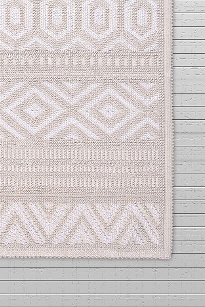 Bluenity Hat Natural Cotton 2-Piece Bath Mat Set 60x100 50x60 Cm - White