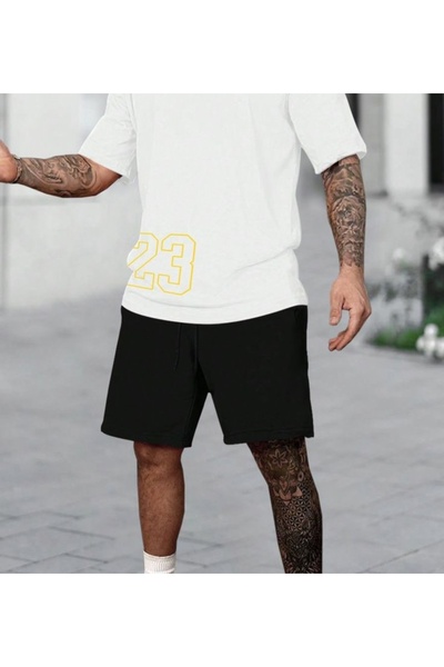 THE WHITE Μαύρο σορτς με χαλαρή εφαρμογή Pro