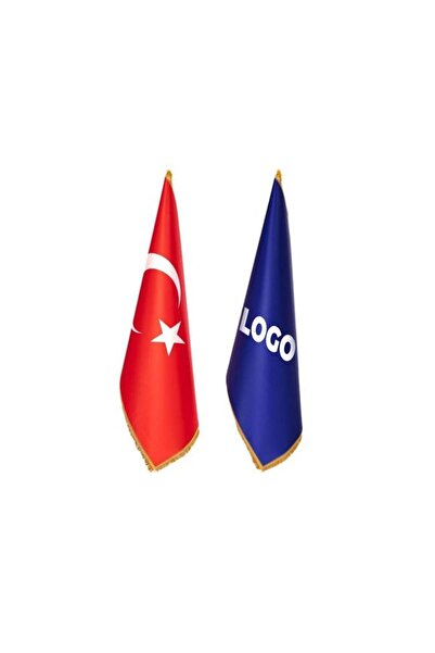 FLAGTURK Türk Makam Bayrağı ve Logolu Makam Bayrağı (Direksiz ve Simli)