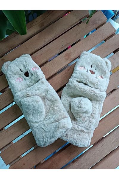 EyER Shoping Mănuși de pluș pentru copii adulți compatibile maro lapte