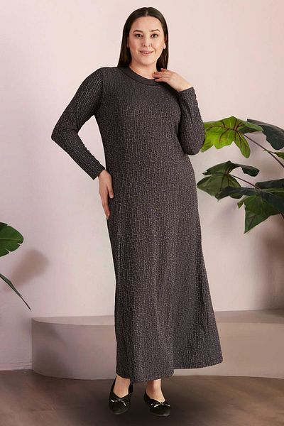Ferace Γυναικείο Μεγάλο Μέγεθος Nergis Jacquard Hijab Mother Dress