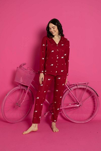 ELİZ HOMEWEAR SET PIJAMA BUMBAC NASTUR
