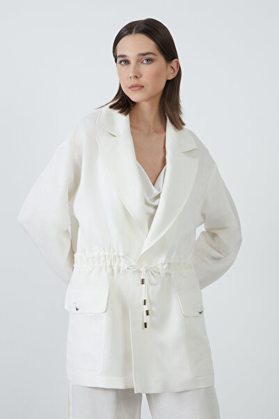 GİZİA Beli Büzgülü Ekru Ceket