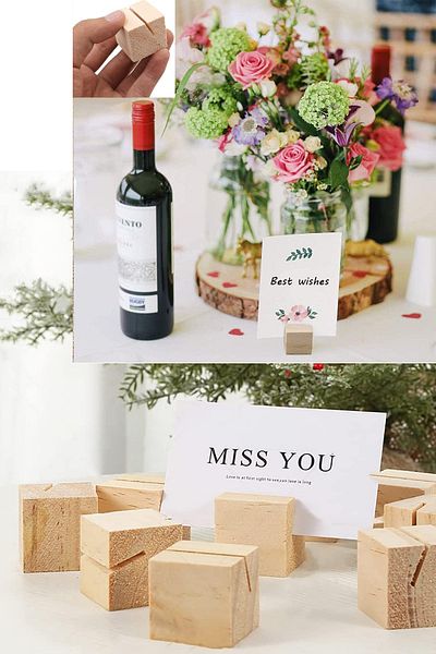 NONYA 10 Pieces Wooden Note and Photo Stand - Table Number Card Holder for Restaurants and Weddings