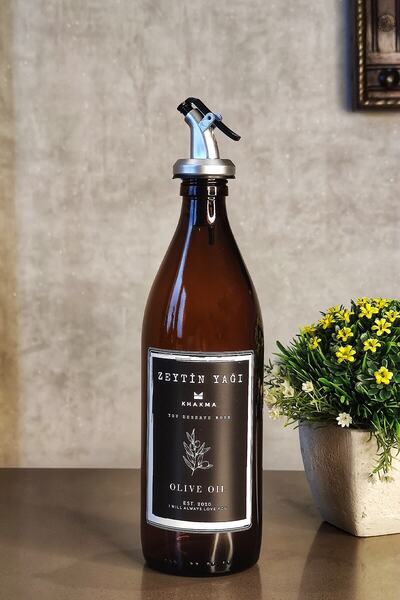 KHAKMA تصميم زجاجي كهرماني 500 مل زجاجة زيت زيتون سائل وعاء زيت وعاء زيت 500u S Ze