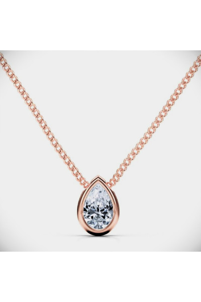 Nice For You Diamond Serisi Selena Kristal Taş Gümüş Yollu Rose Gold Kaplama Kolye