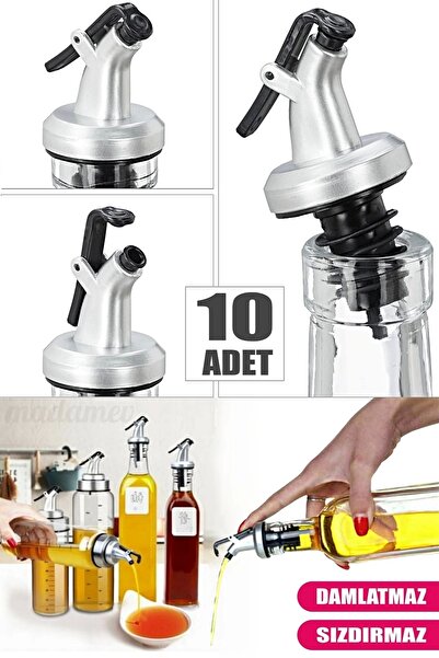 Madamev 10'lu Sızdırmaz Yağdanlık Şişe Başlığı Ucu Yağlık Sirkelik Sosluk Tıpası Damlatmaz Şişe Tapası Seti