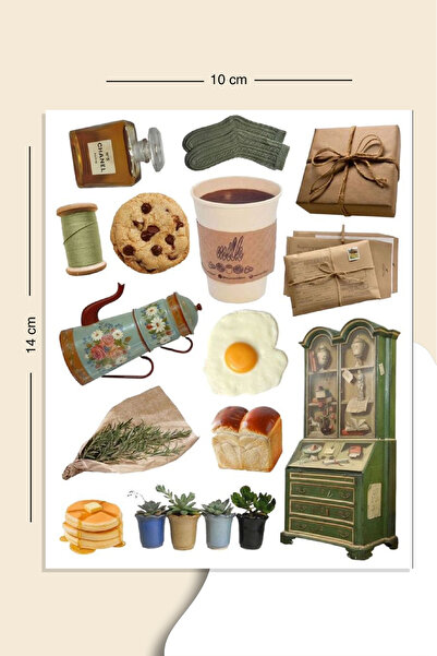 LiyaCraft Green Vintage Sticker Seti Planner Ajanda Bullet Journal İçin Uygun...