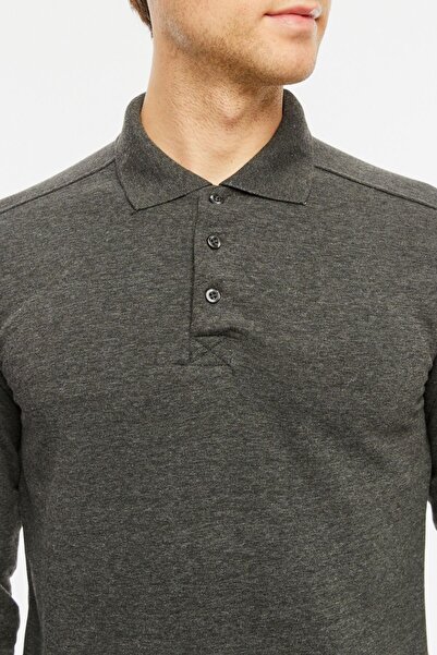 Uniprom Sweatshirt Polo Yaka Içi Polarlı 3 Iplik Pamuklu Normal Kesim Erkek Antrasit