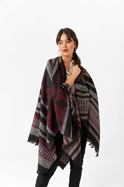 nehir eşarp Çift Taraflı Omuz Şal Panço Karışık Desen