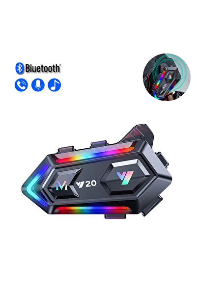 Dynego Y20 Motosiklet Bluetooth Kulaklık 5.3 Kask Kulaklık Çağrı Gürültü Önleyici Rgb Işık Su Geçirmez