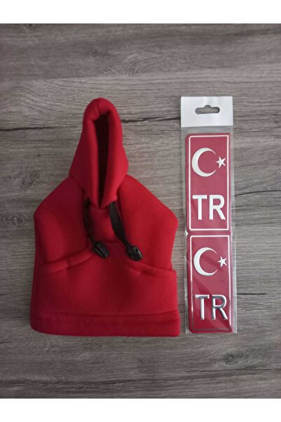 Compax Kırmızı Vites Topuz Süsü Hoodie Kapşonlu Araba Vites Poları ve Tr Plak...