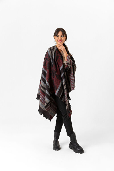 nehir eşarp Çift Taraflı Omuz Şal Panço Karışık Desen