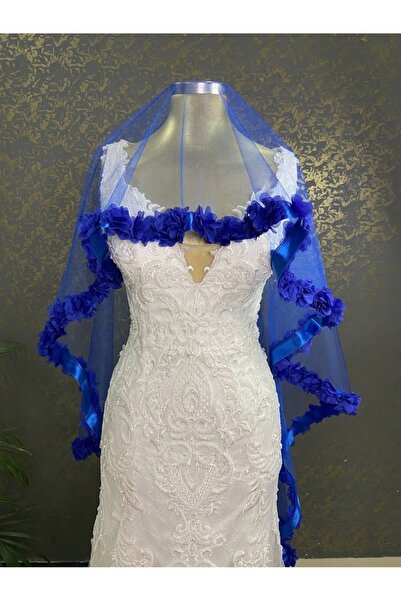 Saxe Blue Complete Three Dimensional Floral Bridal Henna Veil