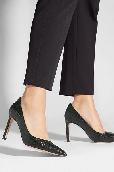 BOSS Women's Brand Logo Flat Sole Non-Slip Daily Use Black Classic Heeled Shoes50504608-001