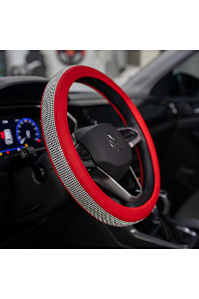 PlusOto Hyundai İ30 Uyumlu Plus Diamond Serisi Kırmızı Taşlı Geçmeli Direksiy...