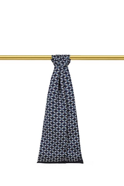 Bursa İpek Indigo Plaid Pattern Men's Silk Scarf