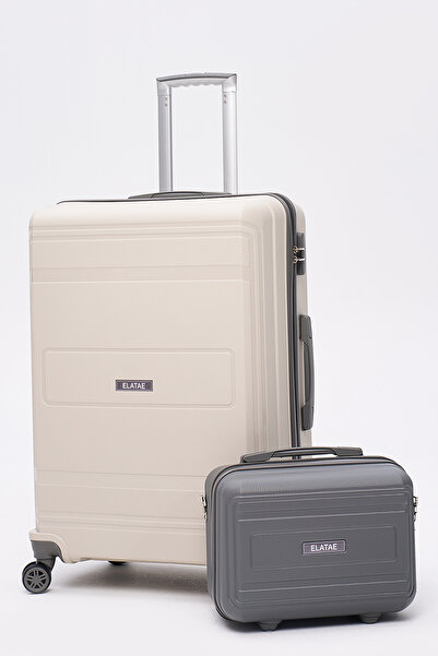 ELATAE Premium Polipropilen Kırılmaz 2'li Valiz Seti Büyük Boy ve Makyaj 2'li...