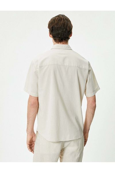 Koton Summer Shirt Short Sleeve Classic Collar Button - 4SAM60001HW ECRU
