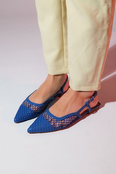 LuviShoes BRACE Damen-Sandalen aus Denimblau mit geschlossener Zehenpartie aus Leder und Mesh