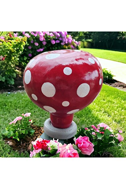 Alpha Tasarım Atölyesi Bahçe Dekorasyon Süsü Dekoratif Kırmızı Mantar Biblo