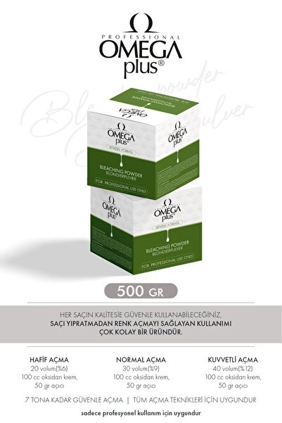 Omega Plus Mavi Toz açıcı Ultra Beyazlatıcı 500gr - 7 Ton Kadar Etkili - Profesyonel Kuaför Toz Oryal-