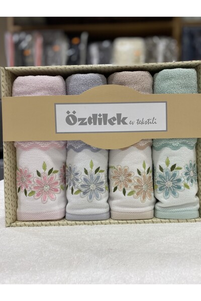Özdilek ÖZDİLEK ОБРОБЛЕНИЙ РУШНИК, 4 ШТУКИ В КОРОБЦІ