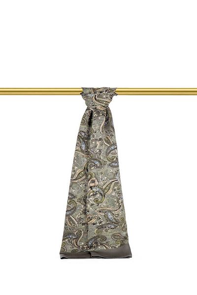 Bursa İpek Green Shawl Pattern Men's Silk Scarf