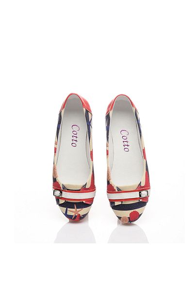 Cotto Shoes Balerini de damă din in colorat imprimat