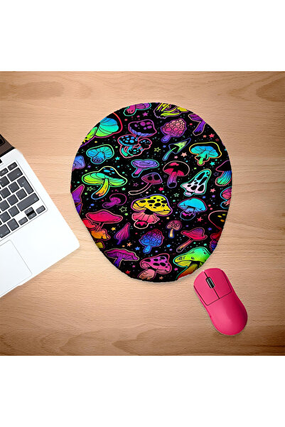 UcuruStore Πολύχρωμα Μαγικά Μανιτάρια Οβάλ Μαξιλαράκι Ποντικιού με Στήριγμα Κ...