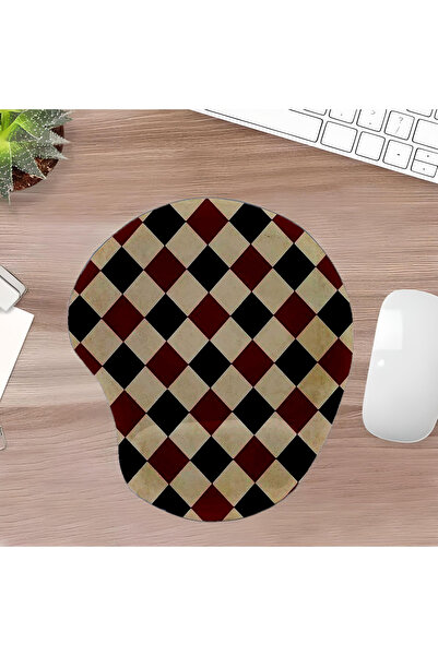 UcuruStore Μαύρο και κόκκινο οβάλ mouse pad με υποστήριξη καρπού και ειδική κοπή