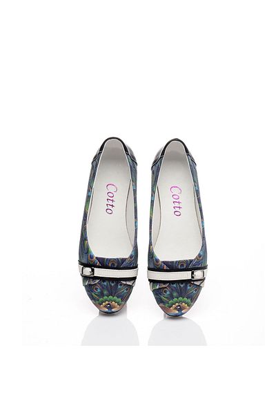 Cotto Shoes Balerini de damă din in colorat imprimat