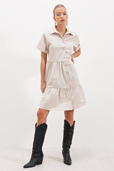 HAKKE Κοντό μανίκι φόρεμα με κουμπιά