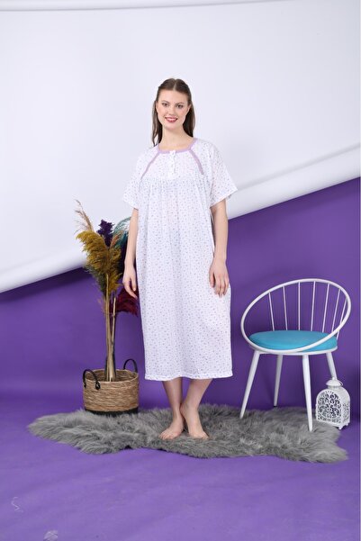 ZBTEKS Εποχιακό βαμβακερό φαρδύ νυχτικό Mother με φαρδιά εφαρμογή Oversize κοντομάνικο