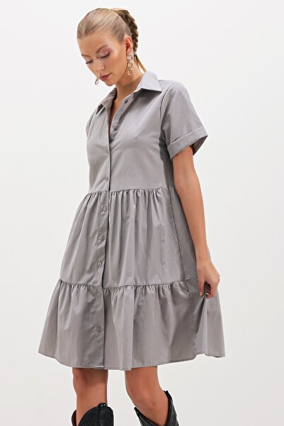 HAKKE Κοντό μανίκι φόρεμα με κουμπιά