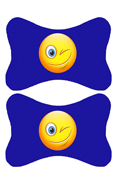 1araba1ev Set de 2 perne ortopedice albastre pentru gât auto imprimate Emoji ...