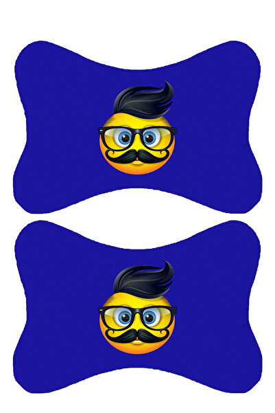 1araba1ev Set de 2 perne ortopedice albastre pentru gât auto imprimate Emoji ...