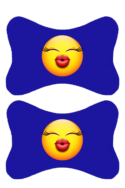 1araba1ev Set de 2 perne ortopedice albastre pentru gât auto, imprimate emoji...